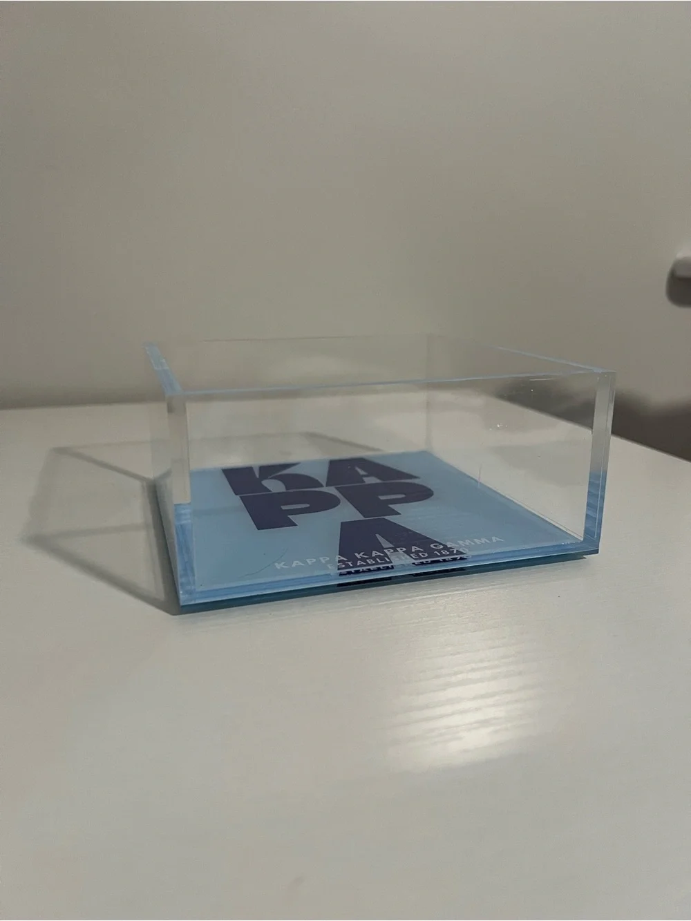 Kappa Kappa Gamma Acrylic Trinket Dish - Light Blue with Navy Logo